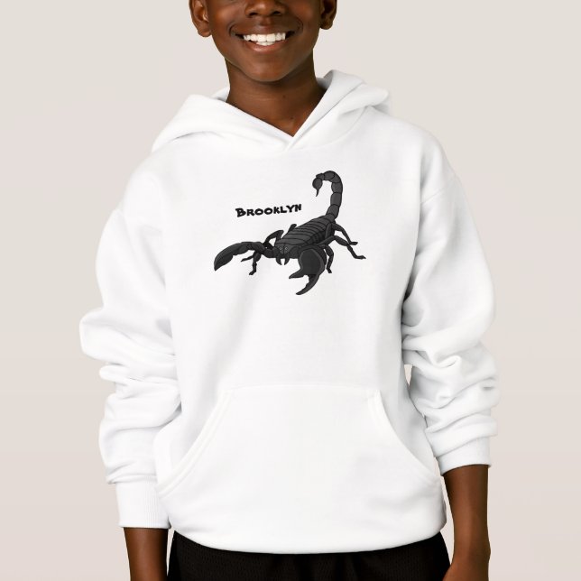 Black hungry scorpion cartoon illustration (Front)