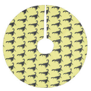 Black hungry scorpion cartoon illustration brushed polyester tree skirt