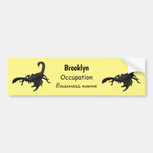 Black hungry scorpion cartoon illustration bumper sticker