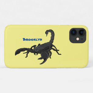 Black hungry scorpion cartoon illustration iPhone 11 case
