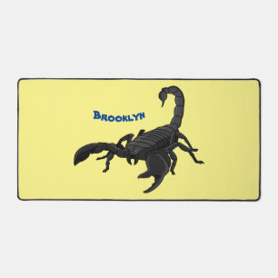 Black hungry scorpion cartoon illustration desk mat
