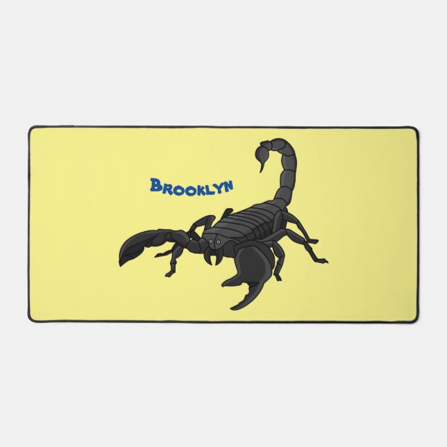 Black hungry scorpion cartoon illustration desk mat (Front)