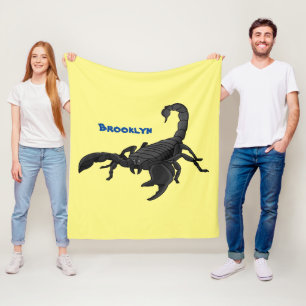 Black hungry scorpion cartoon illustration fleece blanket