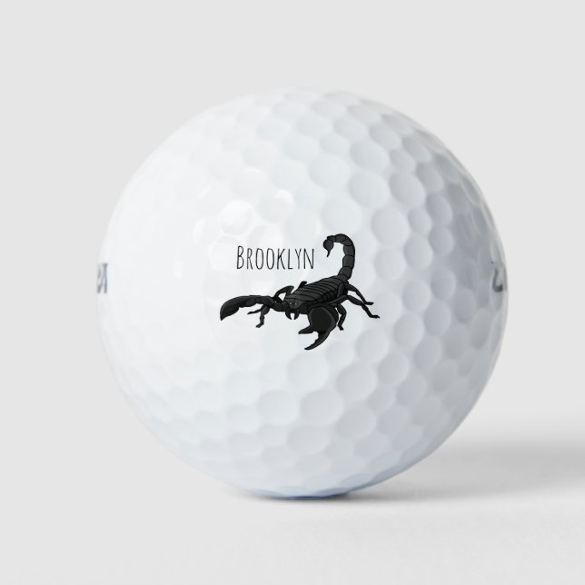 Black hungry scorpion cartoon illustration  golf balls (Front)
