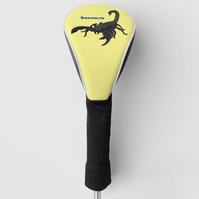 Black hungry scorpion cartoon illustration golf head cover (Front)
