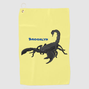 Black hungry scorpion cartoon illustration golf towel