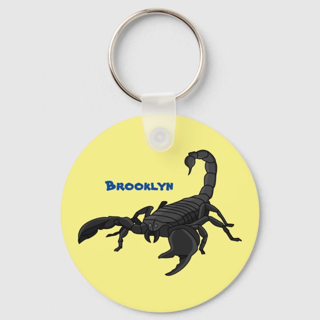 Black hungry scorpion cartoon illustration key ring (Front)