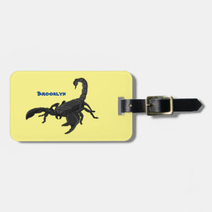 Black hungry scorpion cartoon illustration luggage tag