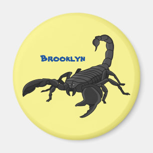Black hungry scorpion cartoon illustration magnet
