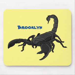 Black hungry scorpion cartoon illustration mouse mat