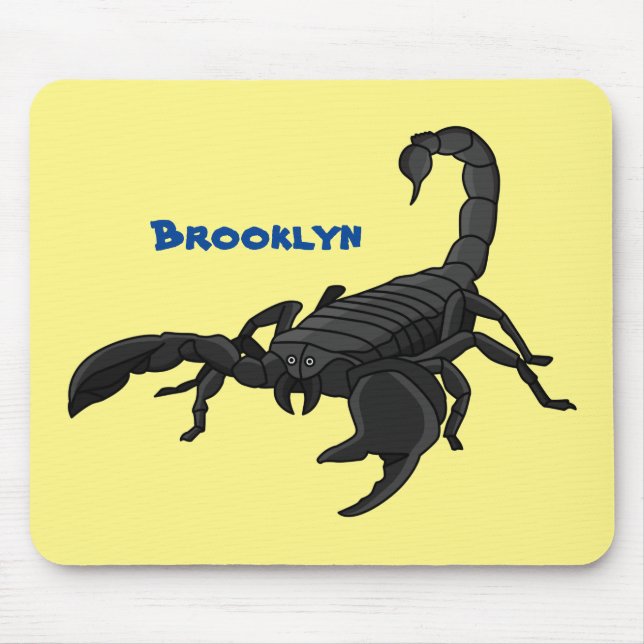 Black hungry scorpion cartoon illustration mouse mat (Front)