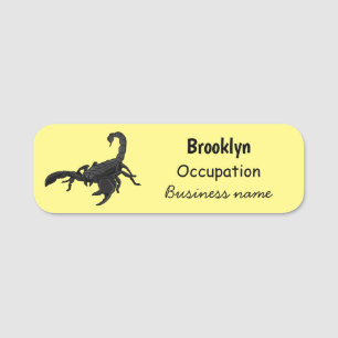 Black hungry scorpion cartoon illustration name tag