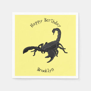 Black hungry scorpion cartoon illustration napkin