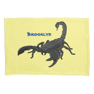 Black hungry scorpion cartoon illustration pillowcase