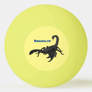 Black hungry scorpion cartoon illustration ping pong ball