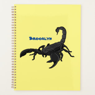 Black hungry scorpion cartoon illustration planner
