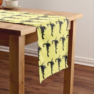 Black hungry scorpion cartoon illustration short table runner