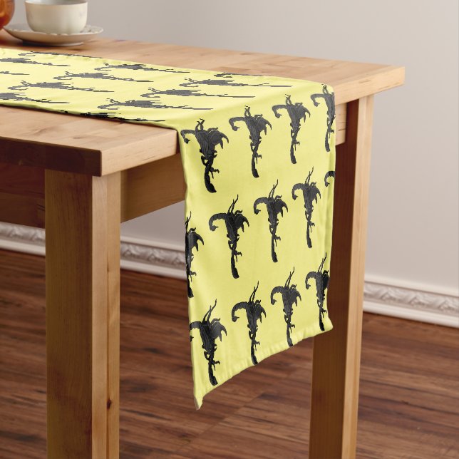 Black hungry scorpion cartoon illustration  short table runner (In Situ)