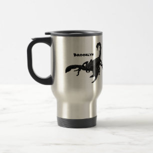 Black hungry scorpion cartoon illustration  travel mug