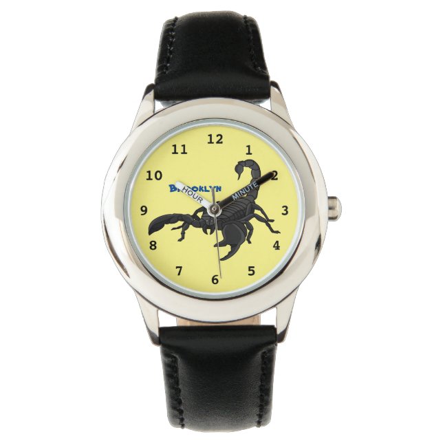Black hungry scorpion cartoon illustration watch (Front)