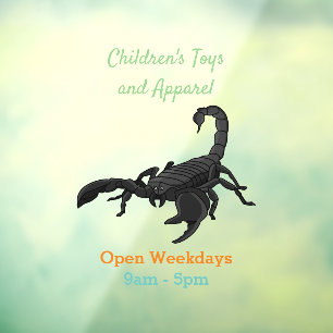 Black hungry scorpion cartoon illustration window cling