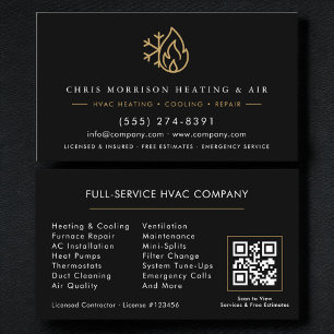 Black HVAC Services Company QR Code Business Card