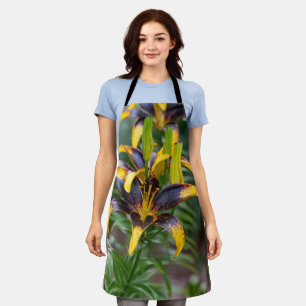 Black Hybrid Asiatic Lily: Elegant Floral Apron