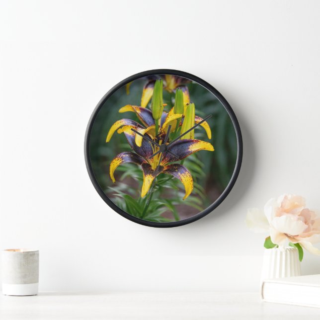 Black Hybrid Asiatic Lily, Flower Photography Clock (Home)