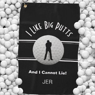 Black I Like Big Putts Golfer Humour Funny Monogra Golf Towel