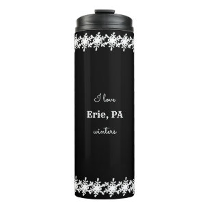 Black I Love Custom City Snowflake Pattern Thermal Tumbler