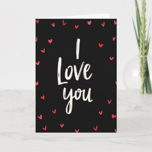 Black I Love You Hearts Card