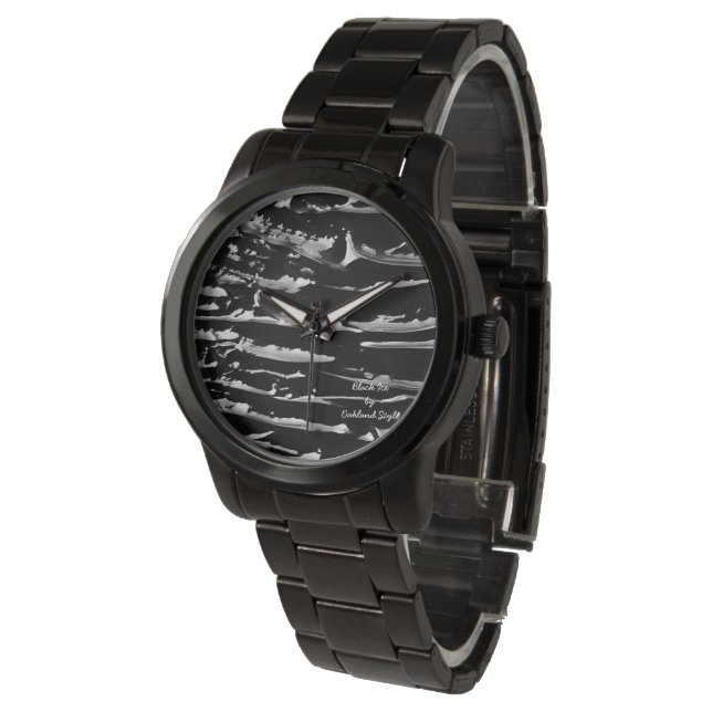 Black Ice Black Band Bracelet Wrist Watch (Angled)