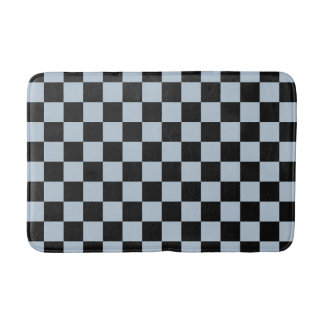 Black ice checkered pattern bath mat