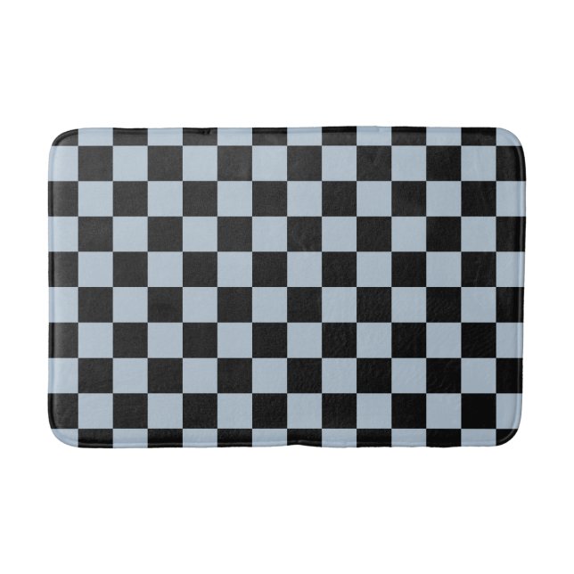 Black ice checkered pattern bath mat (Front)