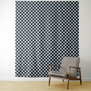 Black ice chequered pattern tapestry