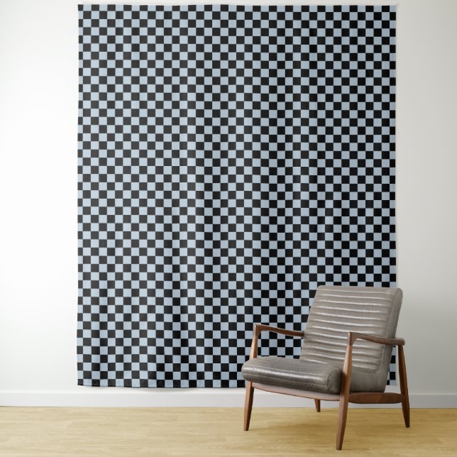 Black ice chequered pattern tapestry (In Situ)