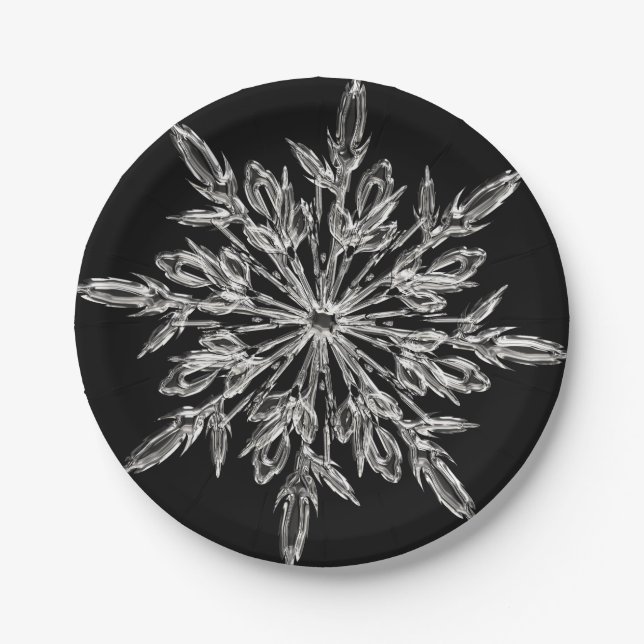 Black Ice Crystal Paper Plate (Front)