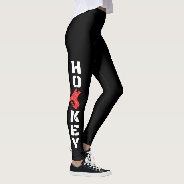 Black Ice hockey leggings - red skate (Right)