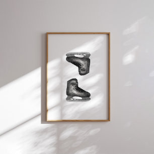 Black Ice hockey skate wall art