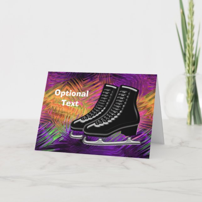 Black  Ice Skates & Technicolor - Customisable Invitation (Front)
