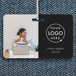 Black ID Card   Modern Minimalist Company Employee Badge