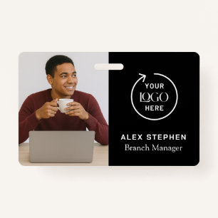 Black ID Card Modern Minimalist Company Employee ID Badge
