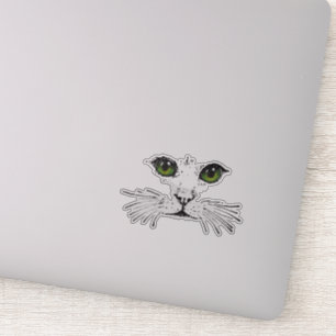 Black Illustration Cat Face Whiskers Green Eyes