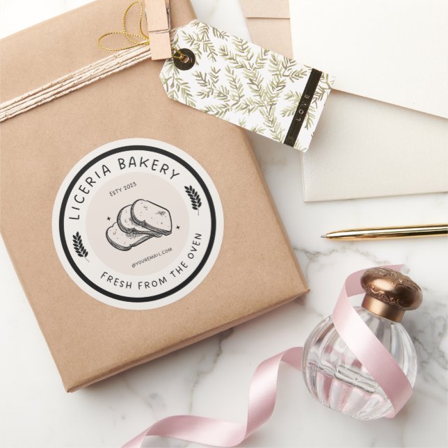 Black Illustration Food Bakery Circle Sticker (Gifting)
