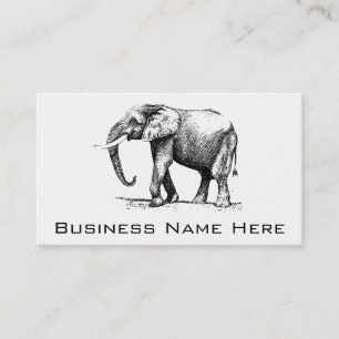 Black Illustration Of An Elephant Business Card