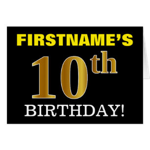 Black, Imitation Gold "10th BIRTHDAY" Card