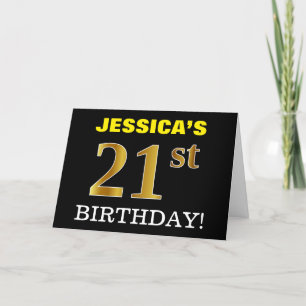 Black, Imitation Gold "21st BIRTHDAY" Card