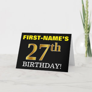 Black, Imitation Gold "27th BIRTHDAY" Card