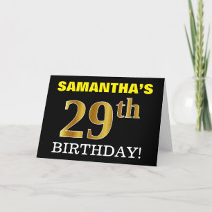 Black, Imitation Gold "29th BIRTHDAY" Card