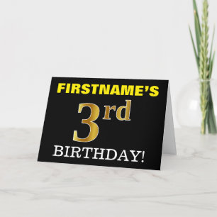 Black, Imitation Gold "3rd BIRTHDAY" Card